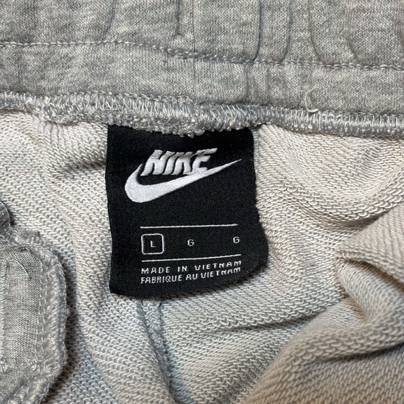 VTG Nike SWOOSH LOGO Cotton Sweat Shorts Black tag gray and black men's size L - Picture 7 of 11